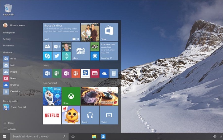 The Windows 10 Start menu and Taskbar